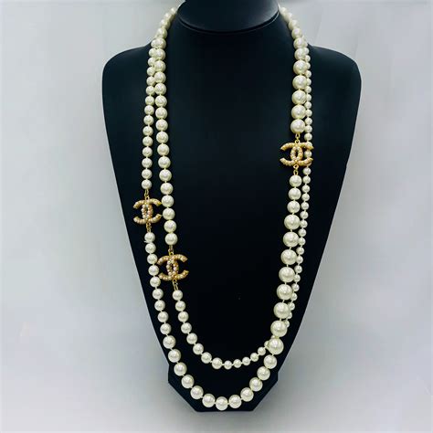 chanel cc diamond necklace|authentic Chanel pearl necklace.